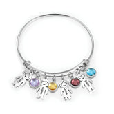 Custom Kids Charm Bangle – Names & Birthstones
