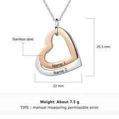 Custom Double Heart Name Necklace