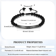 Custom Lava Rock Bar ID Bracelet