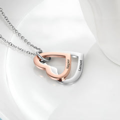 Custom Double Heart Name Necklace