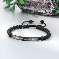 Custom Lava Rock Bar ID Bracelet