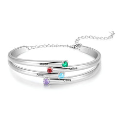 Mom Bangle with Kids' Names & Birthstones