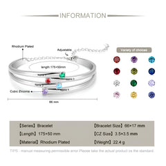 Mom Bangle with Kids' Names & Birthstones