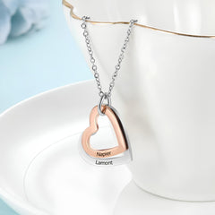 Custom Double Heart Name Necklace