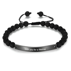 Custom Lava Rock Bar ID Bracelet