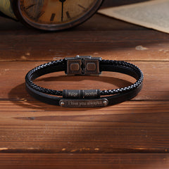 Black Braided Bracelet with Name Beads