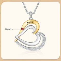 Gold & Silver Heart Necklace with Birthstones