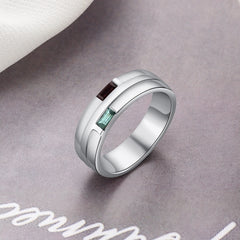 Engraved Couple Ring with Stones