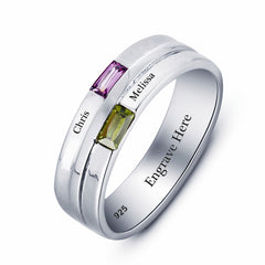 Engraved Couple Ring with Stones