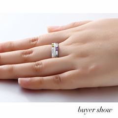 Engraved Couple Ring with Stones