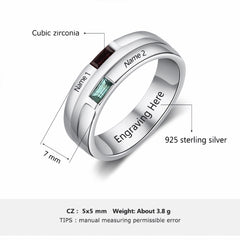 Engraved Couple Ring with Stones