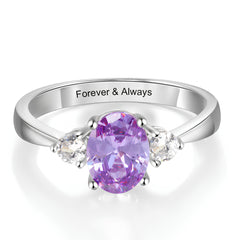 Engraved Birthstone Ring
