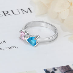 Double Name Ring with Birthstones