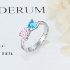 Double Name Ring with Birthstones