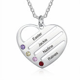 Birthstones Heart Necklace for Mom