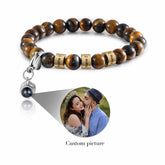 Tiger Eye Beaded Bracelet with Names & Photo