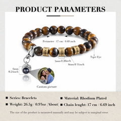 Tiger Eye Beaded Bracelet with Names & Photo
