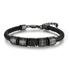 Custom Name Braided Leather Bracelet for Men