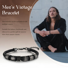 Custom Name Braided Leather Bracelet for Men