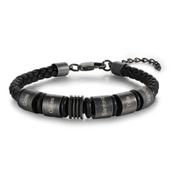 Custom Name Braided Leather Bracelet for Men