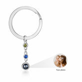 Custom Photo Projection Keychain with Birthstones