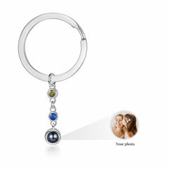 Custom Photo Projection Keychain with Birthstones
