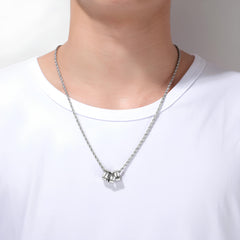 Men Charm Necklace - Rope Chain