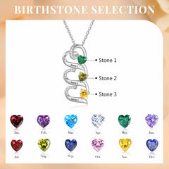 Stacked Hearts Birthstone Necklace