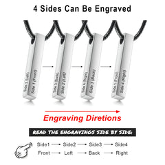 Men Bar Necklace - Leather Chain