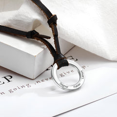 Engraved Men Leather Necklace