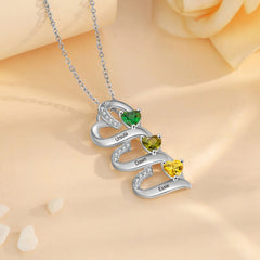 Stacked Hearts Birthstone Necklace