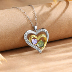 Custom Heart Pendant with Birthstones