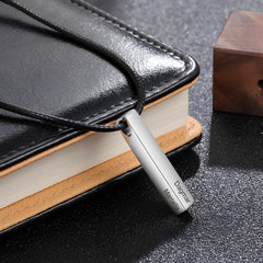 Men Bar Necklace - Leather Chain