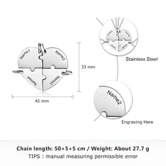 Custom Puzzle Heart Necklace with Birthstones