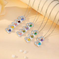 Stacked Hearts Birthstone Necklace