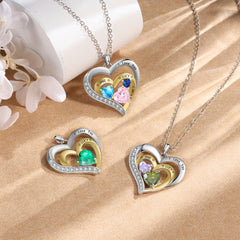 Custom Heart Pendant with Birthstones