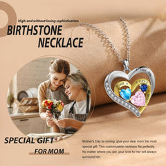 Custom Heart Pendant with Birthstones