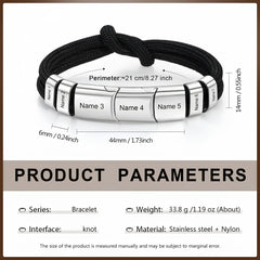 Engraved Rope Bracelet with Knot