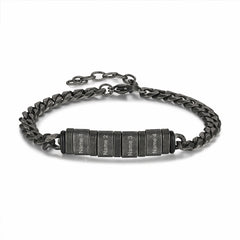 Vintage Black Steel Men’s Name Bracelet