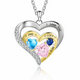 Custom Heart Pendant with Birthstones