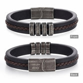 Vintage Leather Name Bracelet for Men