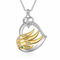 Custom Names & Birthstones Heart Necklace