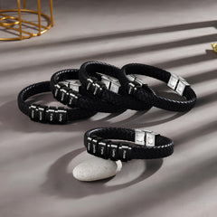 Dad Black Bracelet with Charms