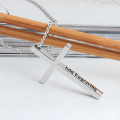 Engraved Cross Necklace - Unisex