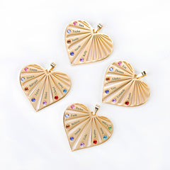 Custom Heart Necklace for Mom with Birthstones