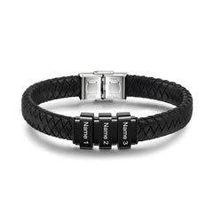 Dad Black Bracelet with Charms