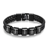 Black Leather Charm Bracelets for Men