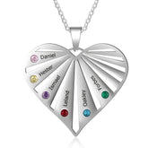 Custom Heart Necklace for Mom with Birthstones