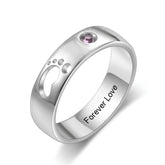 Custom Baby Footprint Birthstone Ring