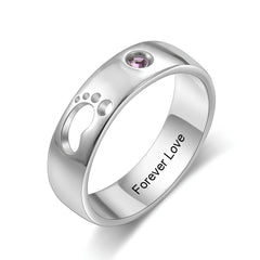 Custom Baby Footprint Birthstone Ring